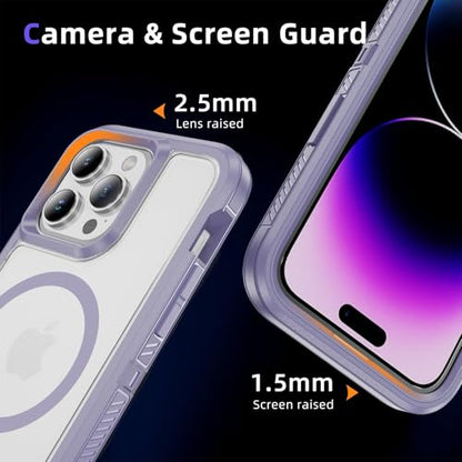 Magnetic for iPhone 14 Pro Case, Compatible with MagSafe, Shockproof Dustproof Drop Proof, Military Grade Double Layer Protection, Purple/Clear - color: Magnetic Purple/Clear, size: iPhone 14 PRO
