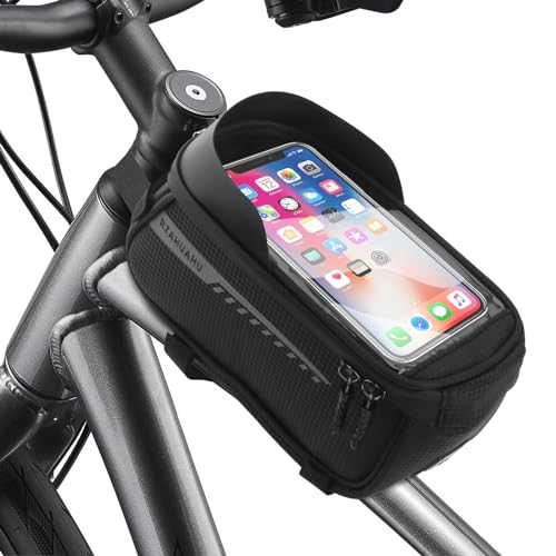 Bike Phone Handlebar Bag Quick Release Bike Front Frame Bag Bike Phone Mount Bag Waterproof Sensitive Touch Screen & Sun Visor Bike Top Tube Bag Suitable for Cell Phones 7'' - style: Bike Front Frame Bag