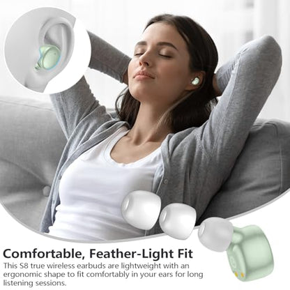 MOZOTER Mini Wireless Earbuds Bluetooth 5.3 in Ear Headphones Headsets - color: Green