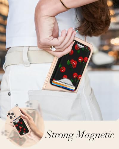 Shorogyt Compatible with Magsafe Wallet for Women, Cherry - color: Cherry
