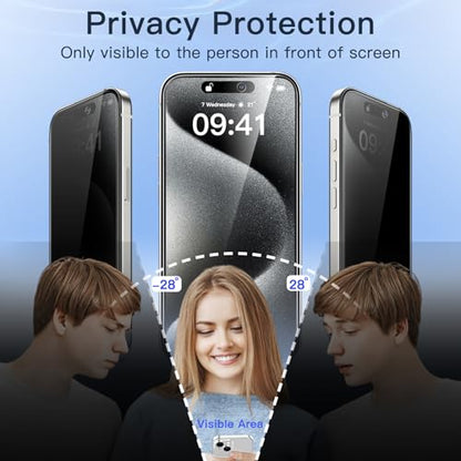JETech Privacy Screen Protector for iPhone 15 Pro, 2-Pack - size: iPhone 15 Pro