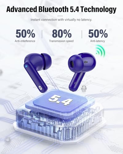 Wireless Earbuds, Bluetooth 5.4 Headphones Bass Stereo/Clear Call,Dark Blue - color: Dark Blue