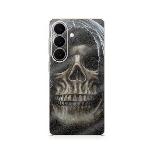 Glossy Glitter Phone Skin Compatible with Samsung Galaxy S26 - Reaper Skull - Premium 3M Vinyl Protective Wrap Decal Cover - Easy to Apply | Crafted in the USA by MightySkins - color: Reaper Skull, size: Galaxy S26 (Back Wrap), style: Glossy Glitter Finis