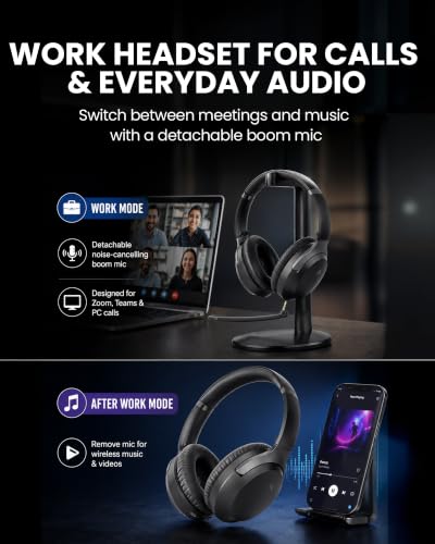 Avantalk Aria Podio 3 Wireless Headset with Mic for Work, PC and Phone Calls