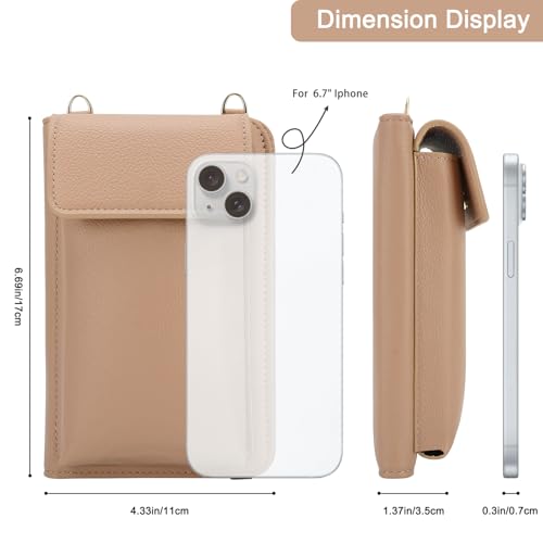 DOB SECHS Leather Passport Wallet Crossbody Phone Bag, RFID Blocking Passport Holder Credit Cards Case for Women - color: Brown-2
