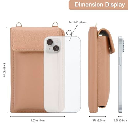 DOB SECHS Leather Passport Wallet Crossbody Phone Bag, RFID Blocking Passport Holder Credit Cards Case for Women - color: Brown-2