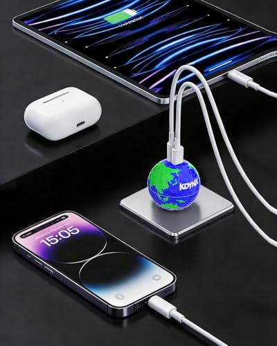 USB C Charger Block, Dual Port 20W Fast Charging Wall Charger Creative Ball Power Adapter for iPhone 17/17 Air/17 Pro/17 Pro Max/16/16 Pro/16 Pro Max/16 Plus/15/14/13/12, Galaxy, iPad, Airpods, More - color: Earth