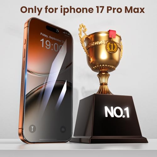 Fotbor Compatible for iPhone 17 Pro Max Privacy Screen Protector 6.9 Inch 2 Pack, [Face ID Support] True 23° Anti Spy Tempered Glass with [Auto Dust Installation], 12 FT Military-Grade Protection [Zero Bubble] Case Friendly