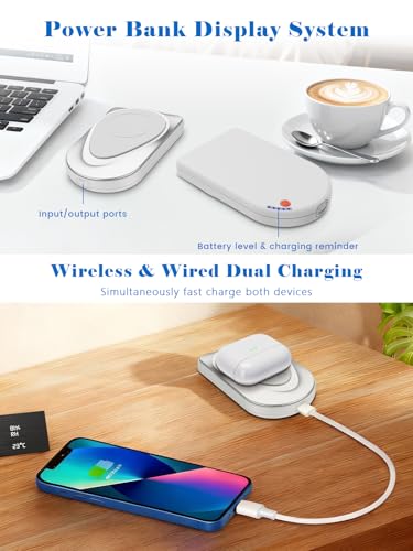 Magnetic Portable Charger, 10000mAh Wireless Power Bank USB-C Cable, MagSafe-Compatible Battery,Portable Charger Power Bank for iPhone 17/16/15/14/13/12 Series, Samsung,Android (White) - color: White