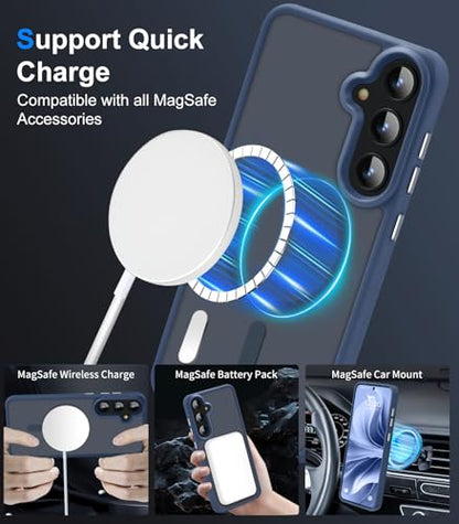 N52 Strong Magnetic Case for Samsung Galaxy S23 Case, Fit for MagSafe Thin Shockproof Drop Protection Translucent Non-Fingerprint/Scratch Slim Protective S23 Phone Case-Frosted Blue - color: Frosted Blue