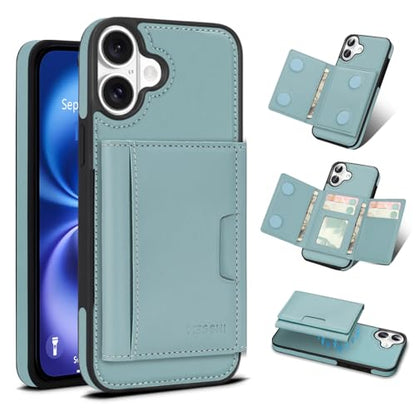 for iPhone 16 Plus Wallet Case, 2-in-1 Detachable Phone Case, Card Holder RFID Blocking, Fashionable Faux Leather Card Slot & Folding Design (Blue 6.7'') - color: Blue, size: iPhone 16 plus