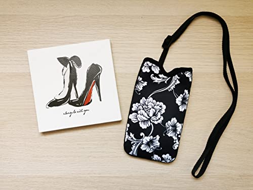 Tainada Neoprene Phone Holder Sleeve w/Belt Loop Holster (Black Floral) - color: Black Floral