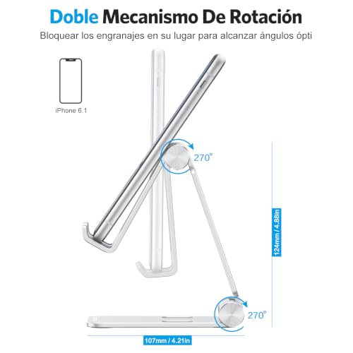OMOTON Foldable Cell Phone Stand, C4 Portable Aluminum Phone Holder - color: A-Silver