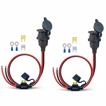 2-Pack 1FT 13AWG 12V Waterproof Cigarette Lighter Socket Extension Outlet - size: 1FT(2pack)