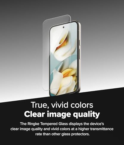 Ringke for Google Pixel 9a Screen Protector [Easy Slide, 2 Pack] | Easy Installation with Alignment Tool, Case Friendly Premium 9H Hardness Tempered Glass - size: Pixel 9a