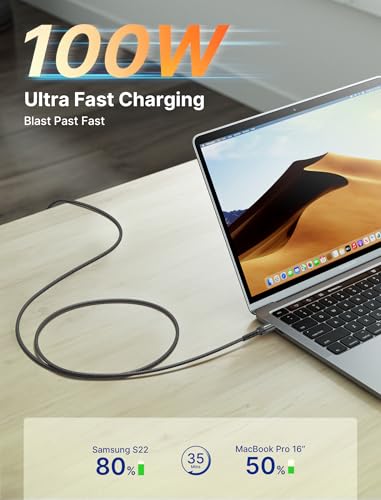JSAUX USB C to USB C Cable, 3-Pack 10ft/6.6ft/3.3ft, 5A Fast Charging,Black - color: Black, size: 10 ft+6.6 ft+3.3 ft