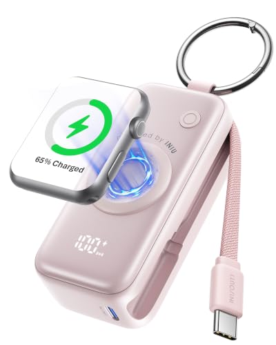 INIU SnapGo Portable Charger, 5000mAh Mini Power Bank for Apple Watch - color: Pink