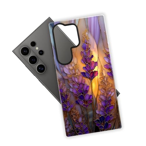 Compatible with Samsung Galaxy S26 Ultra Case,Glossy Case All-Round Protection Shockproof Anti-Scratches TPU Cover,Cases for Man Woman-Stained Glass Lavender in Bloom - color: Stained Glass Lavender in Bloom, size: Galaxy S26 Ultra