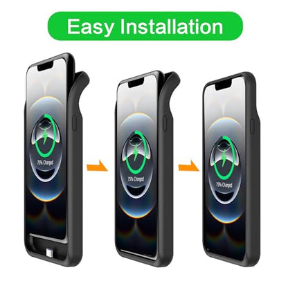 Battery Case for iPhone 17e, Upgraded 10000mAh Rechargeable Portable Charging Case with Wireless Charging Compatible for iPhone 16e/ 17e (6.1inch) with Carplay Extend Battery Pack Charger Case (Black) - size: iPhone 16e/17e -10000mAh