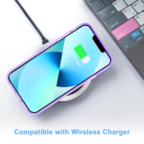 JJGoo Compatible with iPhone 13 mini Case, Soft Transparent Shockproof Protective Slim Thin Bumper Phone Cover for iPhone 13 mini - 5.4 inch, Translucent Purple - color: Purple