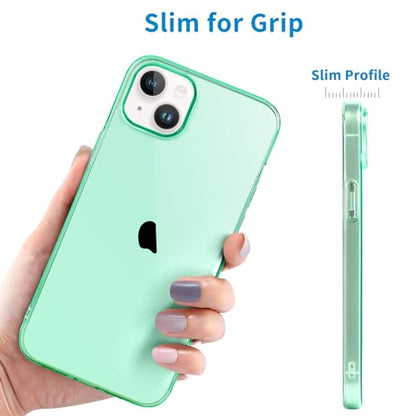 JJGoo Compatible with iPhone 15 Plus Case Clear, Soft Clear TPU Phone Cases, Shockproof Transparent Bumper Cover Slim Thin Phone Case, Translucent Green - color: Green