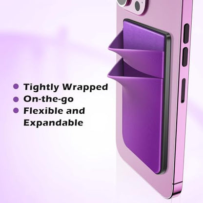 CloudValley Magnetic Wallet Compatible with MagSafe for iPhone 17/16/15/14/13/12 Series, 5 Card Stick on Back of Phone Credit Cards& ID Card Cell Phone Card Holder for Phone Case with Mag-Safe, Purple - color: DarkPurple