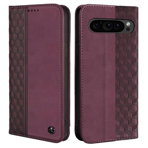 Wallet Case for Google Pixel 9/9 Pro 2024 6.3 inch - [Strong Magnetic] PU Leather Folio Flip Case with Card Holder Kickstand Protective Phone Cover - Wine red - color: Wine Red, size: Google Pixel 9/9 Pro 6.3"