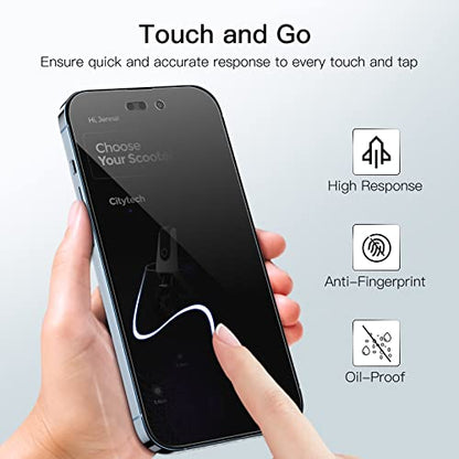 JETech Privacy Screen Protector for iPhone 14 Pro, 2-Pack | Full-Coverage Tempered Glass, Edge-to-Edge Protection, Anti-Spy, Case-Friendly, HD Clear - size: iPhone 14 Pro