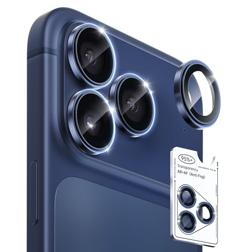 2 Pack Camera Lens Protector for iPhone 17 Pro Max/17 Pro/16 Pro Max/16 Pro/15 Pro Max/15 Pro/14 Pro Max/14 Pro [1:1 Invisible Fit] Military Grade Glass & Metal Camera Lens Cover, Blue - color: Blue