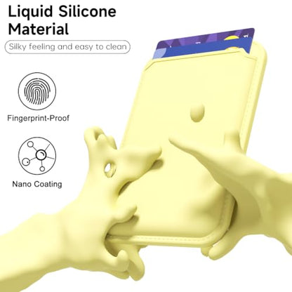 LoeoeL Magnetic Phone Wallet Compatible with Magsafe Wallet, Silicone ID Credit Card Holder Wallets for Back of Phone Pocket, Slim Thin Pouch Sleeve Wallets for iPhone Samsung Pixel, Yellow - color: Yellow