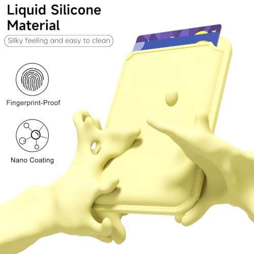 LoeoeL Magnetic Phone Wallet Compatible with Magsafe Wallet, Silicone ID Credit Card Holder Wallets for Back of Phone Pocket, Slim Thin Pouch Sleeve Wallets for iPhone Samsung Pixel, Yellow - color: Yellow