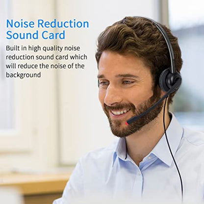 USB Headset with Microphone for PC Laptop Computer Headphone Noise Cancelling Mic for Home Office Online Class Teams Zoom - size: H360M
