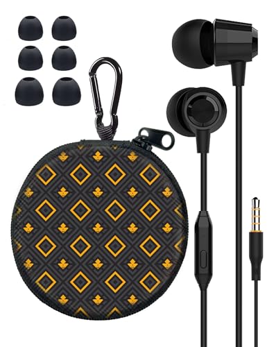 Teens Wired Earbuds with Case, 3.5mm Headphones for School, Gold Hive - color: Gold Hive
