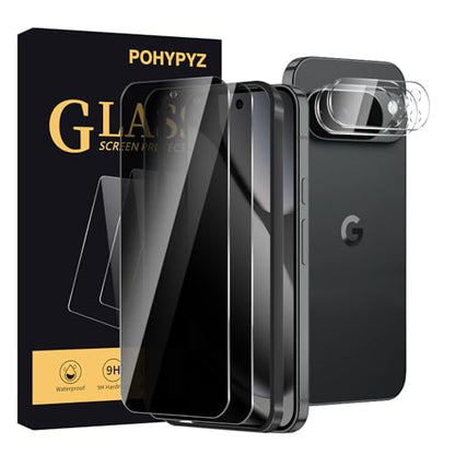 2+2 Pack Privacy Screen Protector for Google Pixel 10Pro XL，2 Anti-Spy Tempered Glass Film+2 Camera Lens Protector, Anti-Scratch, 9H Hardness，Compatible phone cases，High definition