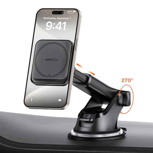 APPS2Car for MagSafe Car Mount, Magnetic Phone Holder with Suction Cup