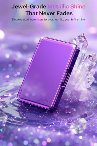Meifigno for MagSafe Wallet iPhone with Mirror & Kickstand, Purple - color: Purple
