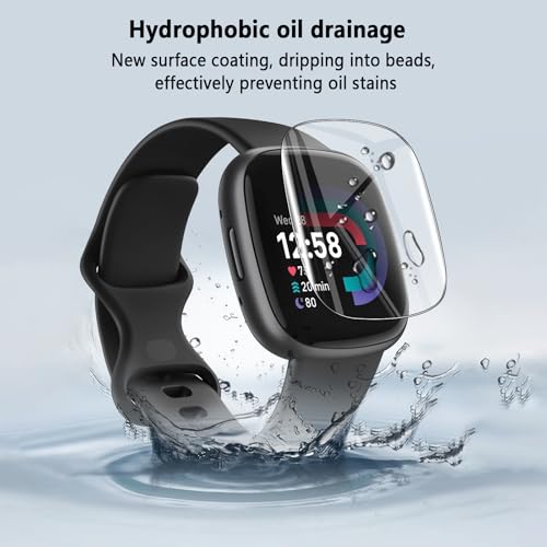 6-Pack Compatible for Fitbit Versa 4, HD Clear Flexible TPU Film, Bubble Free Full Coverage, Easy Install Kit for Fitbit Versa 4 Screen Protector - size: RM6-Fitbit Versa 4-US