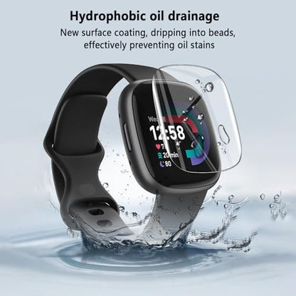 6-Pack Compatible for Fitbit Versa 4, HD Clear Flexible TPU Film, Bubble Free Full Coverage, Easy Install Kit for Fitbit Versa 4 Screen Protector - size: RM6-Fitbit Versa 4-US