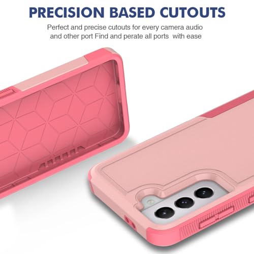 for Samsung Galaxy S21 Case: Dual Layer Protective Heavy Duty Cell Phone Cover Shockproof Rugged with Screen Protector - Military Protection Bumper Tough - Samsung Galaxy S21 5G 2021, 6.2 inch, Pink - color: Pink (PC) + Pink (TPU)