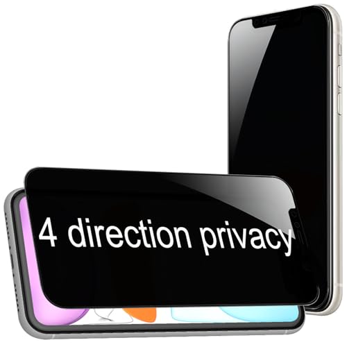 2 Pack 360 Degree Privacy Tempered Glass Suit for iPhone 11 / iPhone XR Anti-Spy 4 Directions Screen Protector Film 4 Sides Anti-Peeping Anti-scratch 6.1 inch - size: for iPhone 11 / iPhone XR