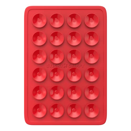 StickyGrippy Suction Phone Case Mount, Sillicon Adhesive Phone Accessory for iPhone and Android, Hands-Free Fidget Toy Mirror Shower Phone Holder, Tiktok Videos and Selfies (Red) - color: Red