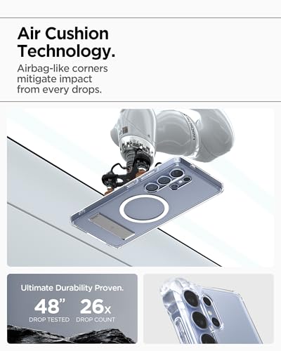 Spigen for Galaxy S25 Ultra Case, Ultra Hybrid S MagFit [Kickstand] [Compatible with MagSafe] [Fast Wireless Charging] (2025) - Clear White - size: Galaxy S25 Ultra