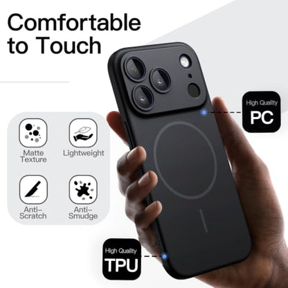 JETech Magnetic Slim Case for iPhone 17 Pro Max, Black - color: Black, size: iPhone 17 Pro Max