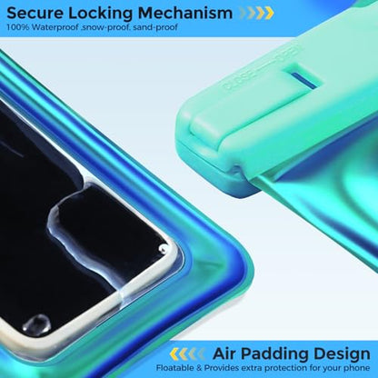 ProCase 2 Pack Floating Waterproof Phone Pouch, IPX8 Dry Bag for 7" Phones | Fits iPhone 17/16/15/14, Galaxy S24/S23 & Pixel 8/7. Touchscreen Waterproof Pouch for Swimming, Diving & Snow -Whitegreen - color: White/Green