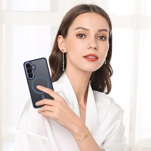 BENTOBEN Magnetic for Samsung Galaxy S24 Plus Case [Compatible with Magsafe] Translucent Matte Slim Thin Shockproof Anti-Yellow Women Men Protective Phone Cover for Galaxy S24 Plus 6.7", Navy Blue - color: Navy Blue