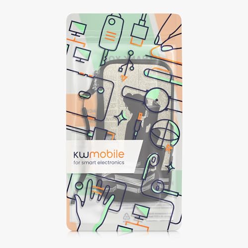 kwmobile Neoprene Sleeve for Smartphone Size XXL - 7" - Shock Absorbing Pouch Case - Protective Phone Bag - Girl and Books Black/Beige - style: Girl and Books 01-11