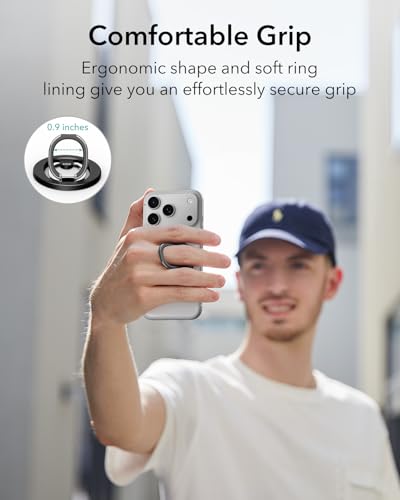 ESR for MagSafe Phone Grip for iPhone 17-12, 2-Way Magsafe Ring Holder - color: Black