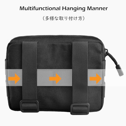 TRIWONDER Tactical Cigarette Pouch Molle Small Military Bag Battery Cigarette Case EDC Utility Card Holder Lighter Slot Mini Cigar Waist Pack - color: 07 Black - 2 Pack