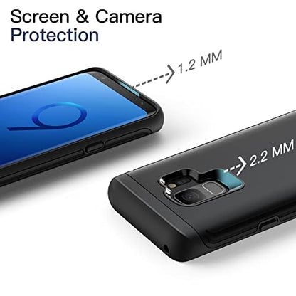 JETech Heavy Duty Case for Samsung Galaxy S9, Black | Dual-Layer Protection, Shock-Absorbing Design