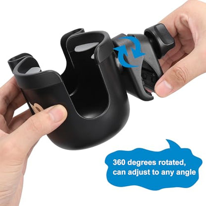 Accmor Wheelchair Cup Holder with Phone Holder, ﻿Universal 360° Rotatable Walker Cup Holder Rollator Scooter Accessory - color: Bear